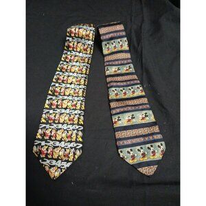 The Disney Store Vintage Mickey Mouse& The 7 Dawrfs 100% Silk  Neck Ties Vintage